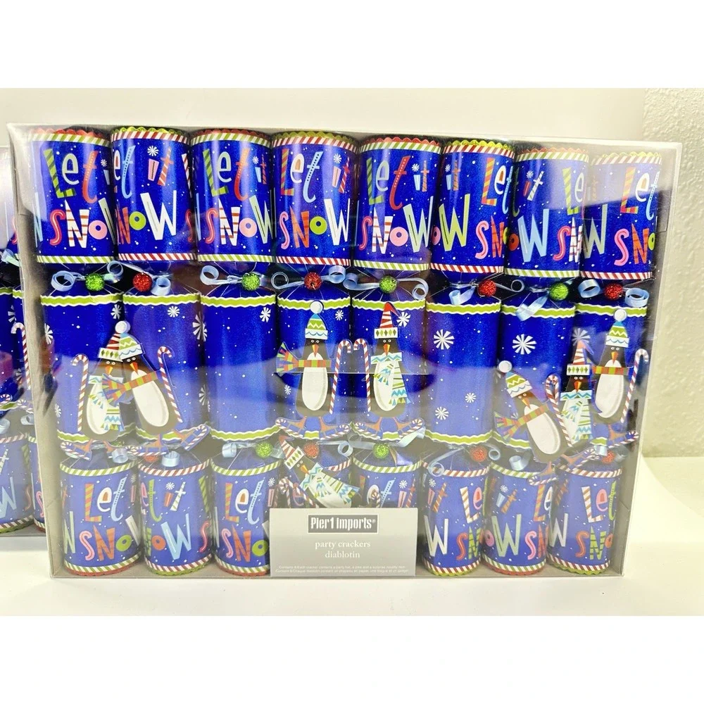 Pier 1 Let It Snow Party Crackers 16 Pc 2 Boxes Penguin Christmas Holiday NOS